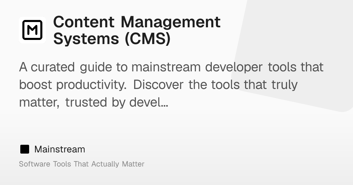 Content Management Systems (CMS) – Mainstream