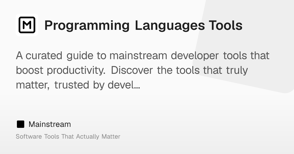 Programming Languages Tools – Mainstream