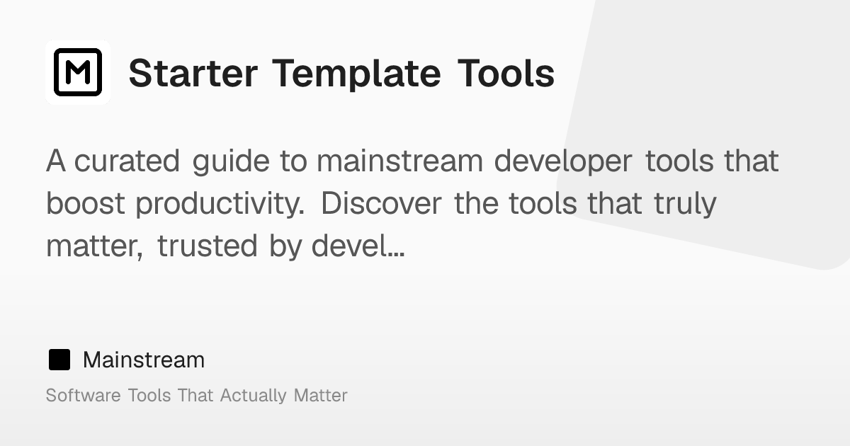 Starter Template Tools – Mainstream