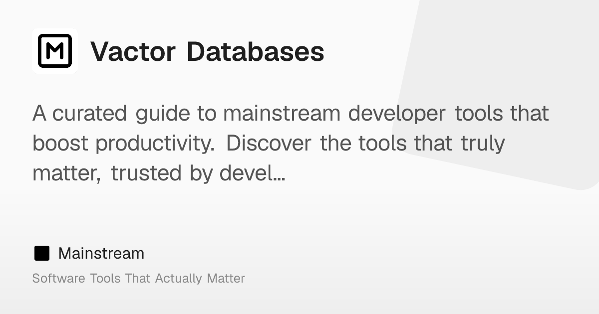 Vactor Databases – Mainstream